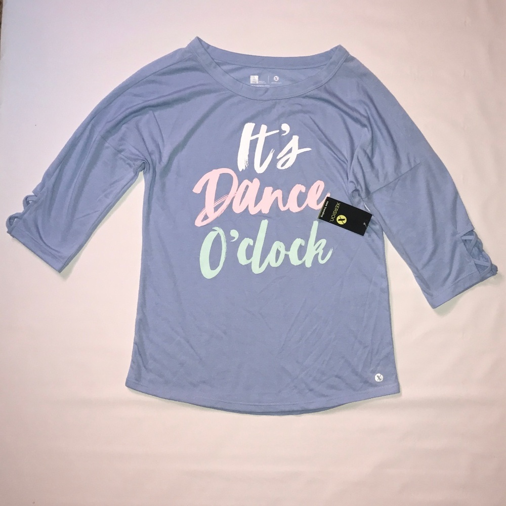 New! Xersion Placid Blue Dance Time Tee